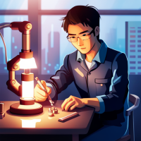 Prompt: In the dimly lit lab, a young Asian engineer meticulously works at the lab bench, his focus unwavering as he assembles a miniature nuclear fusion reactor for a mechatronic suite, drawing inspiration from the iconic Iron Man's armor suit. The blue hues cast an ethereal glow, highlighting the intricate details of his creation. The arc reactor radiates a brilliant light, illuminating the space and symbolizing the boundless potential of his innovative endeavor. Captured with a Nikon D850 and a Sigma 35mm f/1.4 lens, in the style of renowned photographer Steve McCurry. --ar 3:4 --s 700 --c 50.  Negative Prompt: Sci-Fi: (bad anatomy:1.4), (bad proportions:1.4), (deformed:1.3), disfigured, blurry, low quality, gross proportions, (ugly:1.3), (cloned spaceships:1.3), (oversaturated:1.2), (weird alien shapes:1.5), extra limbs, extra arms, extra legs, extra fingers, fused fingers, too many fingers, long neck, (mutated hands:1.2), mutation, mutilated, (lowres:1.2), (cropped:1.2), out of frame, (poorly drawn planets:1.3), poorly drawn hands, (dehydrated:1.2), (worst quality:1.4), (duplicate:1.2), error, (JPEG artifacts:1.2), watermark, (username:1.1), signature, text.