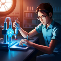 Prompt: In the dimly lit lab, a young Asian engineer meticulously works at the lab bench, his focus unwavering as he assembles a miniature nuclear fusion reactor for a mechatronic suite, drawing inspiration from the iconic Iron Man's armor suit. The blue hues cast an ethereal glow, highlighting the intricate details of his creation. The arc reactor radiates a brilliant light, illuminating the space and symbolizing the boundless potential of his innovative endeavor. Captured with a Nikon D850 and a Sigma 35mm f/1.4 lens, in the style of renowned photographer Steve McCurry. --ar 3:4 --s 700 --c 50.  Negative Prompt: Sci-Fi: (bad anatomy:1.4), (bad proportions:1.4), (deformed:1.3), disfigured, blurry, low quality, gross proportions, (ugly:1.3), (cloned spaceships:1.3), (oversaturated:1.2), (weird alien shapes:1.5), extra limbs, extra arms, extra legs, extra fingers, fused fingers, too many fingers, long neck, (mutated hands:1.2), mutation, mutilated, (lowres:1.2), (cropped:1.2), out of frame, (poorly drawn planets:1.3), poorly drawn hands, (dehydrated:1.2), (worst quality:1.4), (duplicate:1.2), error, (JPEG artifacts:1.2), watermark, (username:1.1), signature, text.