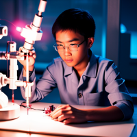 Prompt: In the dimly lit lab space, a young and focused Asian engineer meticulously assembles a miniature nuclear fusion reactor for a mechatronic suite, drawing inspiration from Iron Man's iconic armor suit. The blue hues of the late-night environment create an atmosphere of intrigue and dedication, while the brightly shining light from the arc reactor casts a mesmerizing glow. With ultra-realistic and high-definition precision, this photograph captures the engineer's unwavering determination and the cutting-edge technology he harnesses. Captured with a Nikon D850 and a Nikkor 24-70mm f/2.8 lens. --ar 3:4 --s 1000 --c 80. Negative Prompt: Sci-Fi: (bad anatomy:1.4), (bad proportions:1.4), (deformed:1.3), disfigured, blurry, low quality, gross proportions, (ugly:1.3), (cloned spaceships:1.3), (oversaturated:1.2), (weird alien shapes:1.5), extra limbs, extra arms, extra legs, extra fingers, fused fingers, too many fingers, long neck, (mutated hands:1.2), mutation, mutilated, (lowres:1.2), (cropped:1.2), out of frame, (poorly drawn planets:1.3), poorly drawn hands, (dehydrated:1.2), (worst quality:1.4), (duplicate:1.2), error, (JPEG artifacts:1.2), watermark, (username:1.1), signature, text.